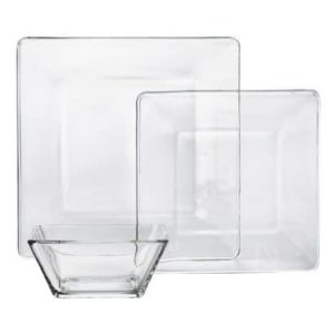 square gglass dinnerware