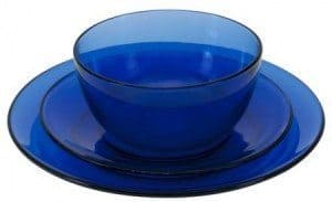 An 18-piece presence cobalt dinnerware set, which sells for $29.99, reduced from $78, at anchorhocking.oneida.com/
