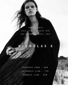 black and white flyer for sample sale