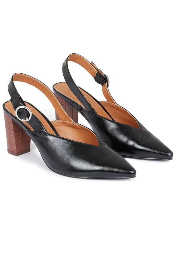 Black slingback block heels available in larger sizes