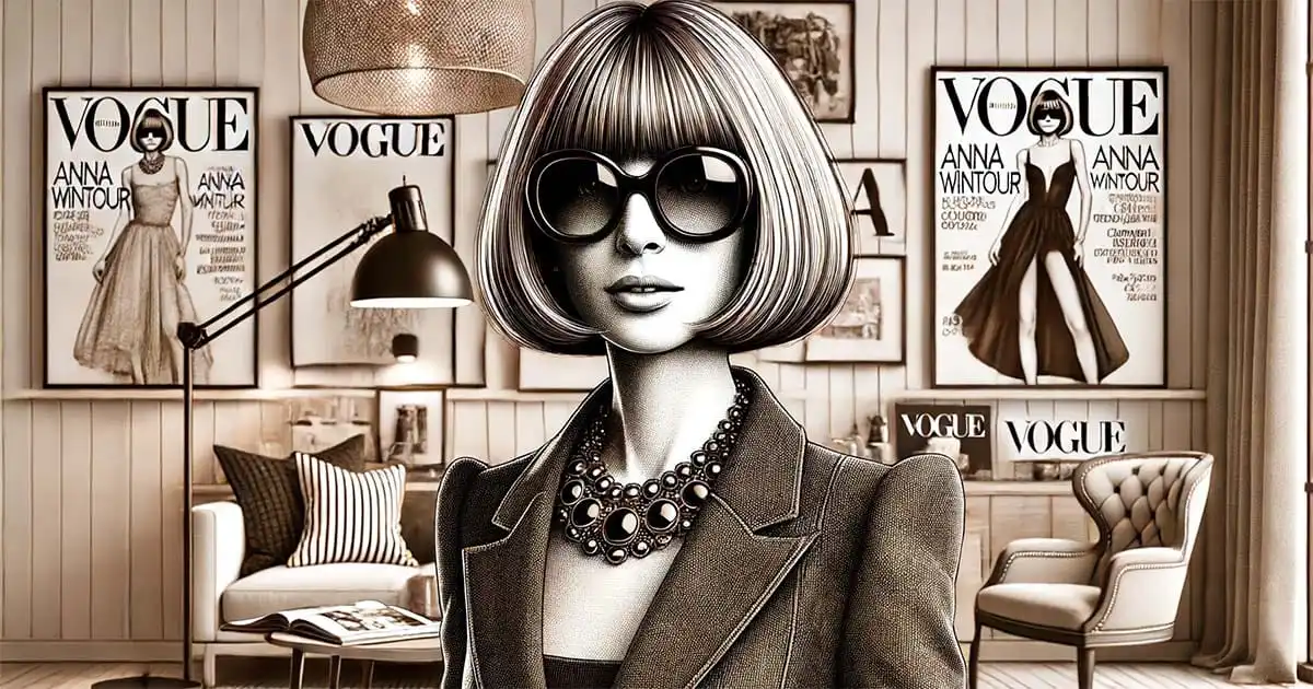 Rendering of Anna Wintour, Vogue editor in chief.