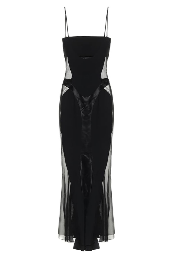 Strappy black dress with sheer cutouts by Mugler