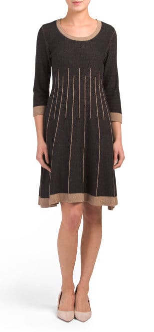 NINE WEST Three-quarter Sleeve Jacquard Dress