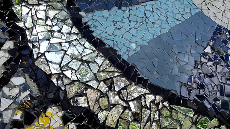 Close up of mosaic picture frames