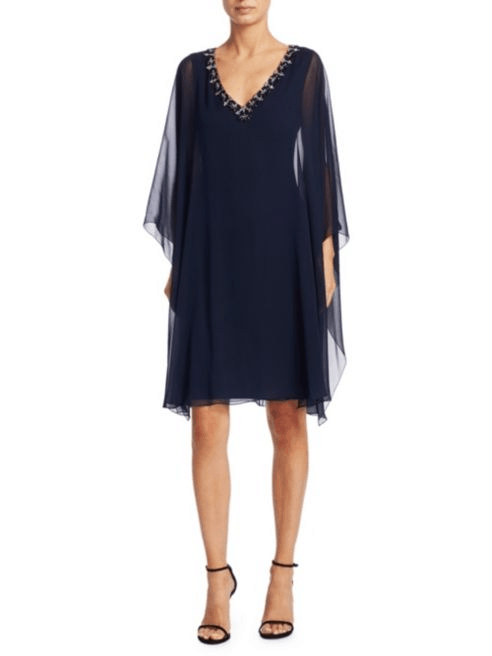 Navy caftan dress by Reem Acra