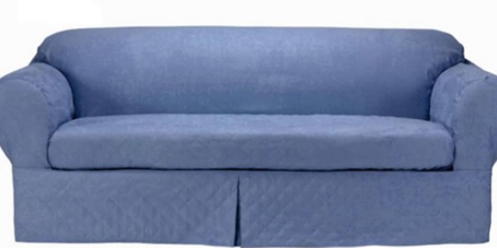 Blue microsuede slipcover