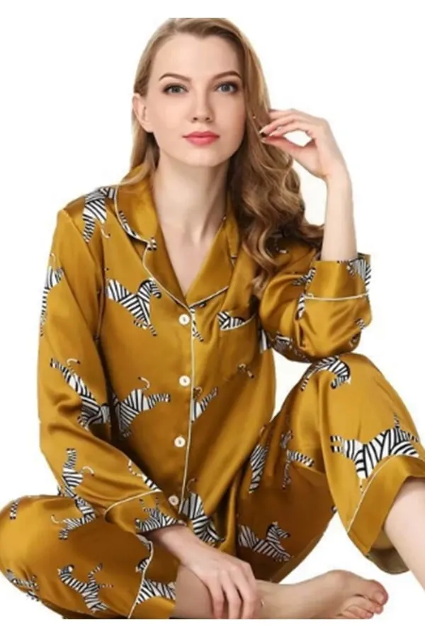 Zebra print silk pajamas