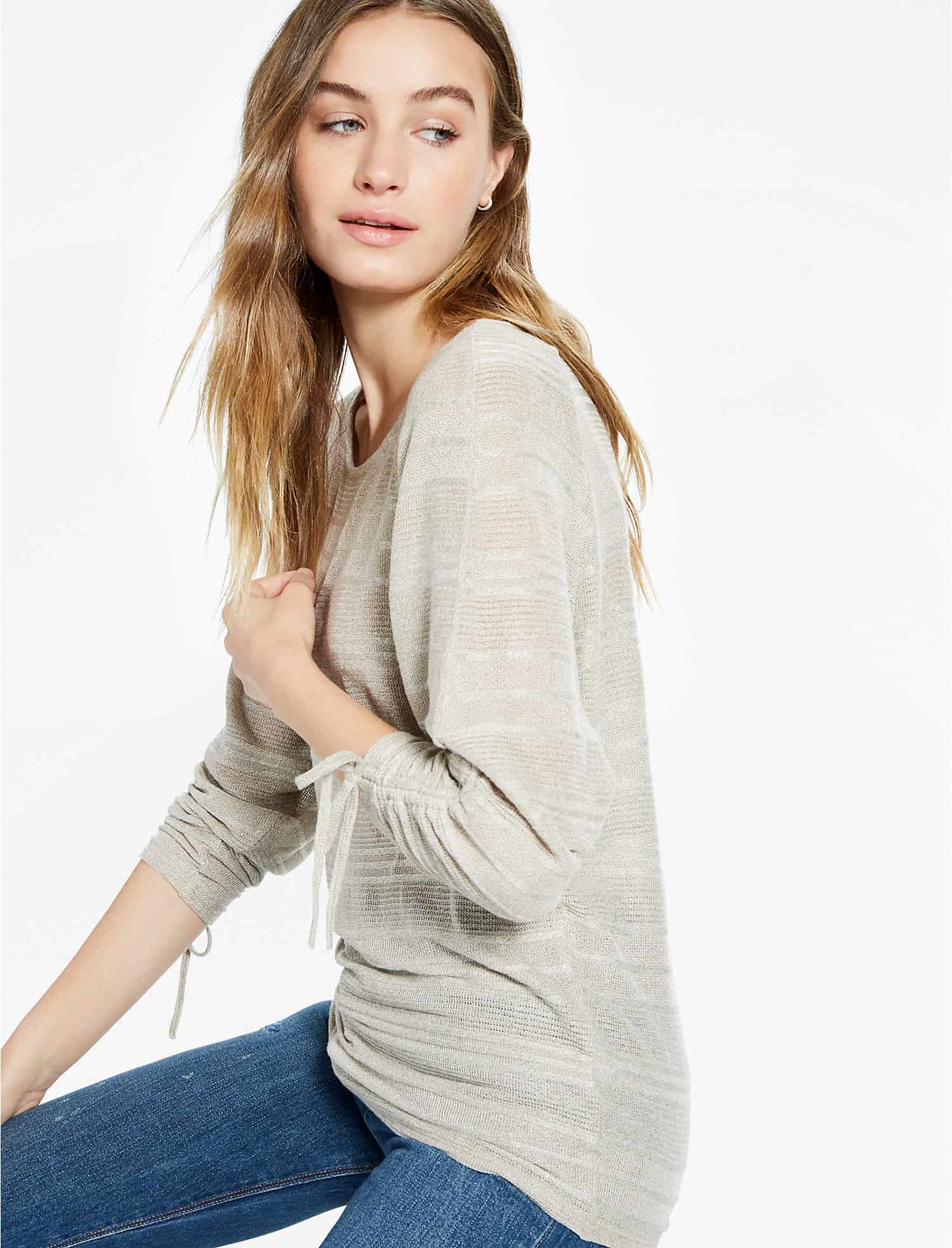 Neutral color clothing: Metallic olive sweater