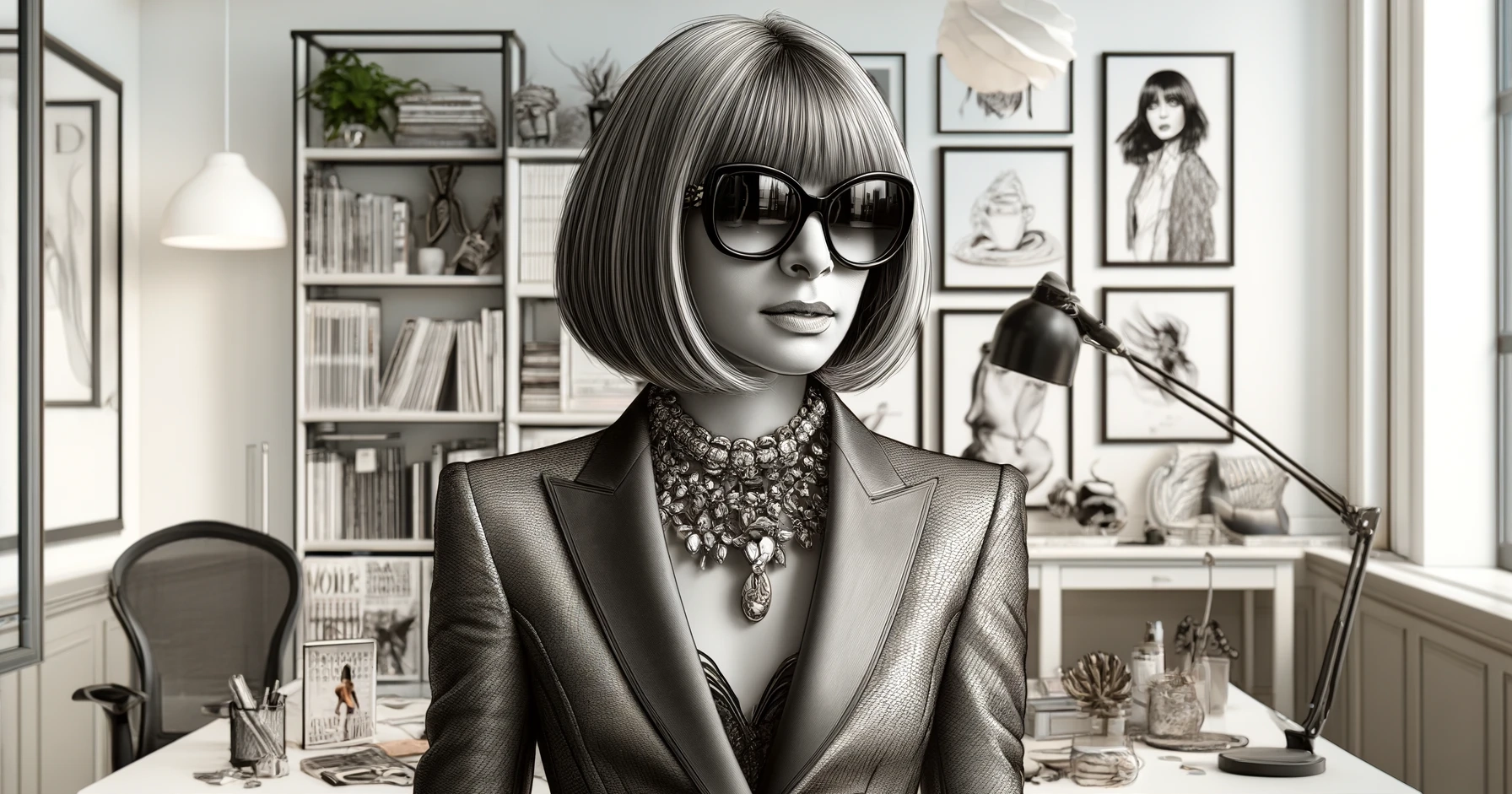 Rendering of Anna Wintour, Vogue editor in chief.