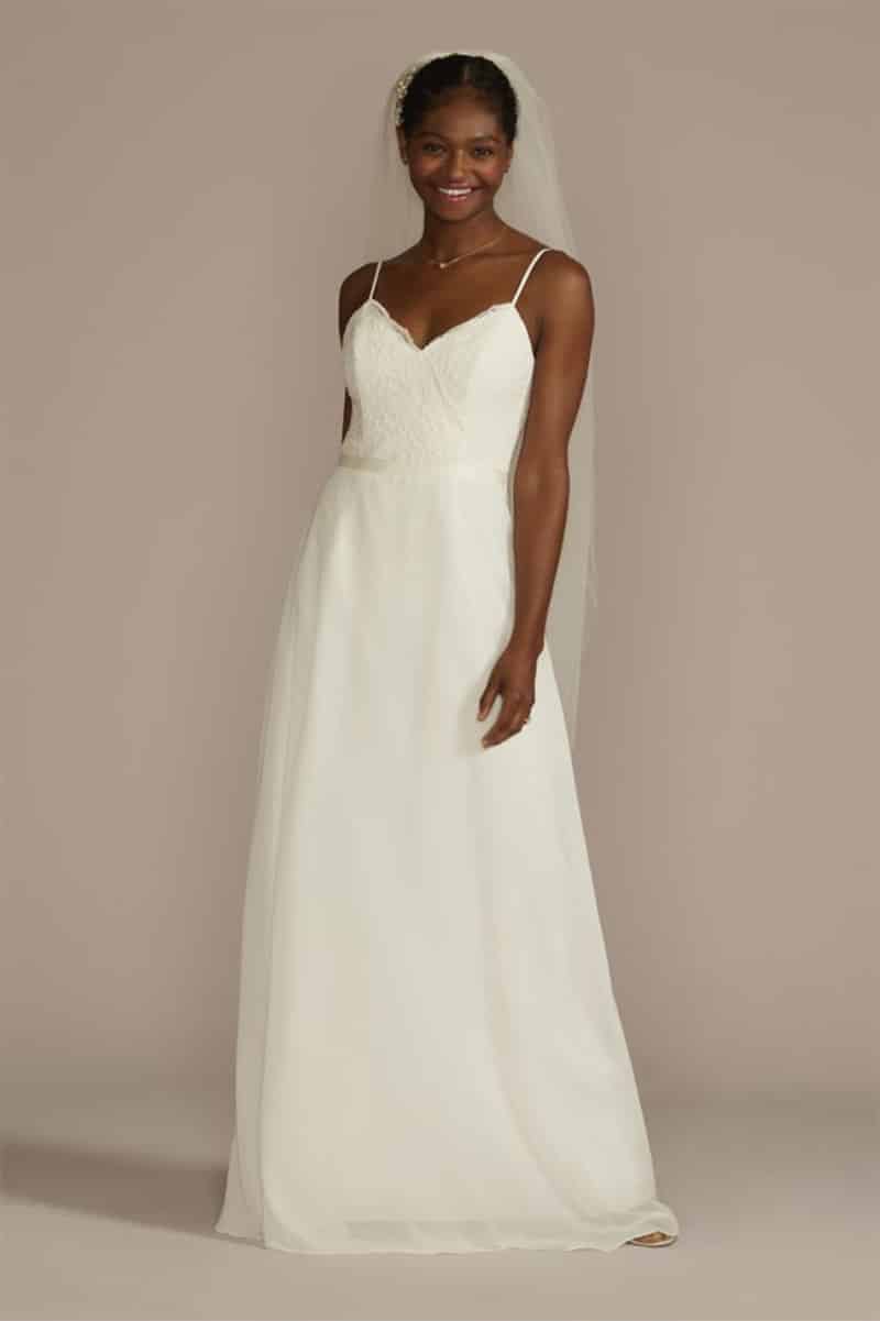 The Pam Beesly Wedding Dress from David's Bridal 1 Woman wears lookalike dress to the Pam Beesly wedding dress.