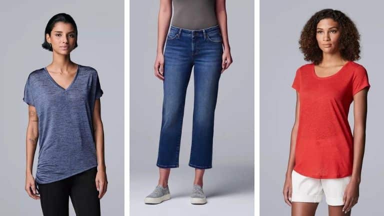 Collage of clothes by Simply Vera Vera Wang.