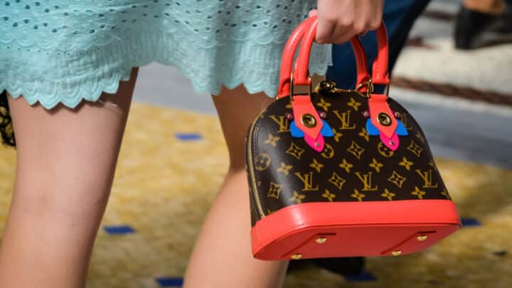 Close up of Louis Vuitton bag.