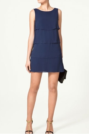 Navy Blue Tiered Dress