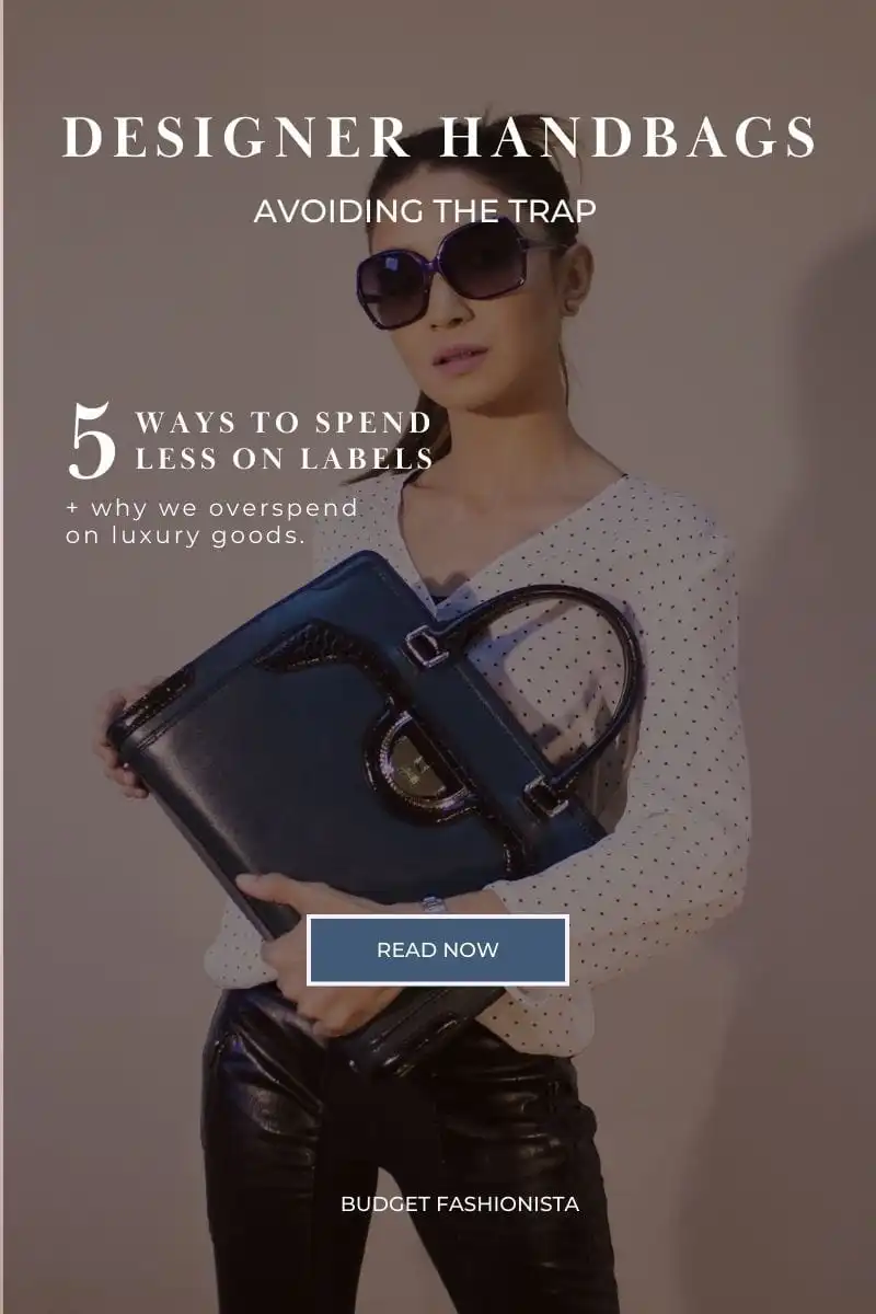 How to avoid the designer handbag trap 1 Younger women holding large designer tote bag.