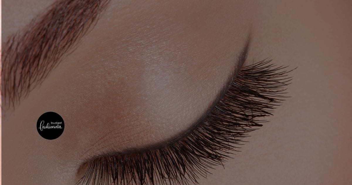 Close view of closed eye with mascara.