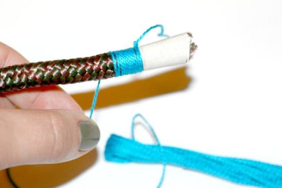 Wrapping thread around rope for diy necklace
