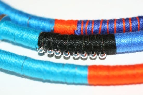 Close up of colorful necklace