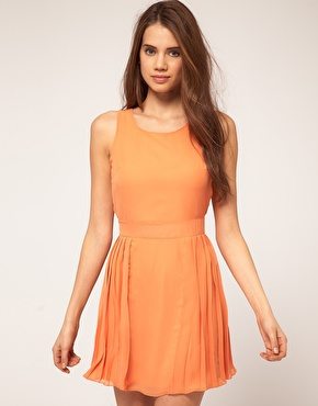 Rare Chiffon Pleat Skater Dress