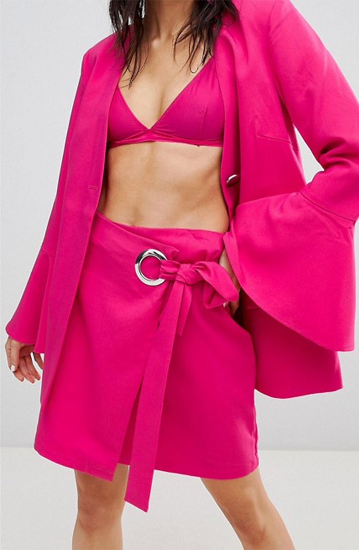 pink neon wrap skirt