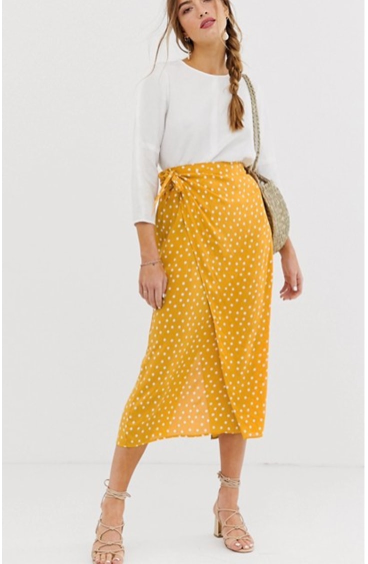 Yellow wrap skirt 