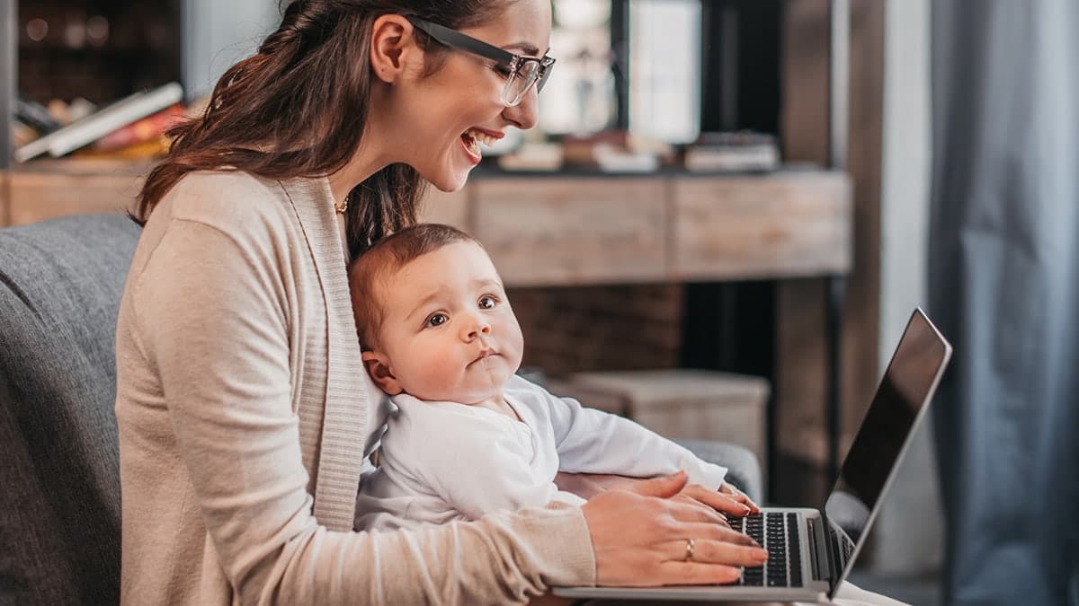 Mom working with baby