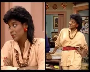 Collage of Clair Huxtable wearing belts