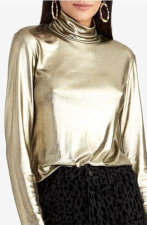 gold turtleneck outfit