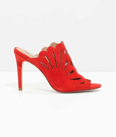 orange cutout heels