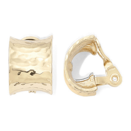 Hammered gold clip on earrings