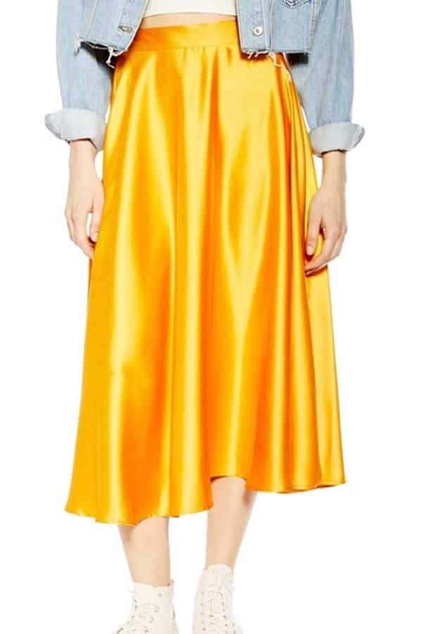 Yellow satin skirt