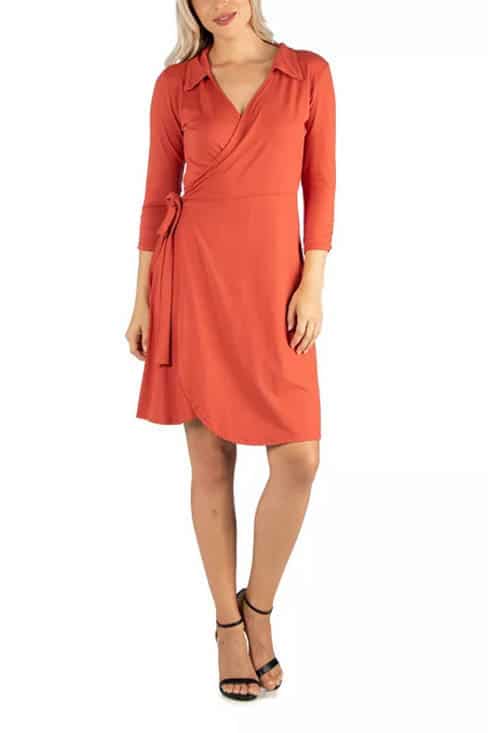 Peach wrap dress