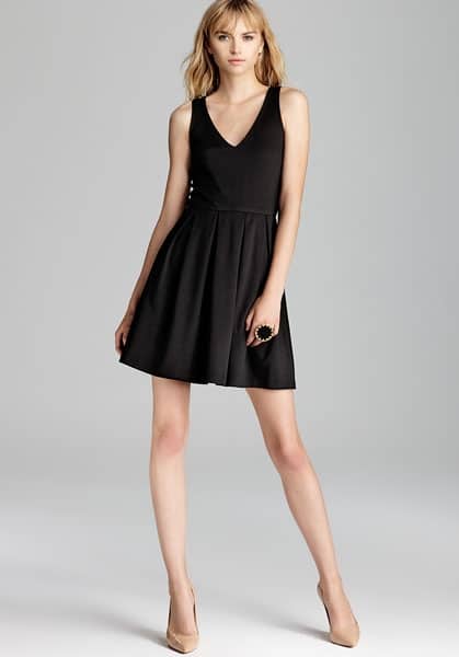Short black v-neck dress