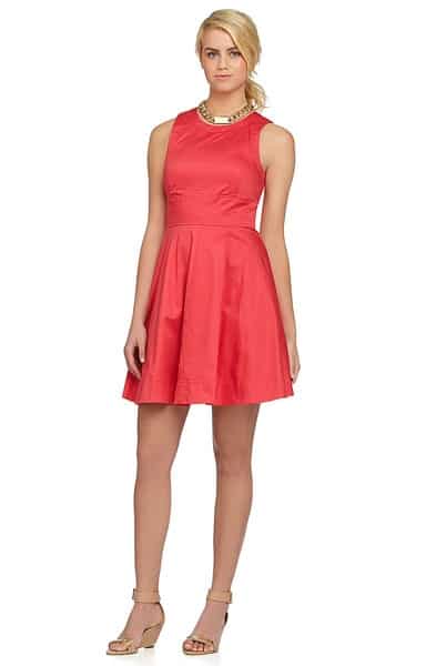 Short, coral bridesmaid dress