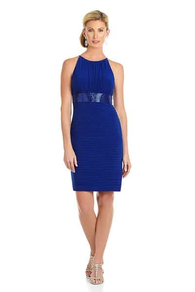 Royal blue sheath bridesmaid dress