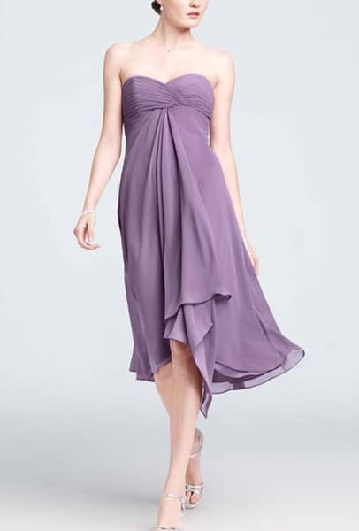 Strapless, lavender, chiffon dress