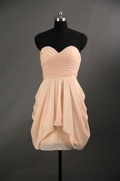 Short strapless bridesmaid dress