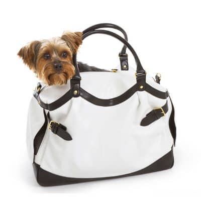 White and black pet carrier
