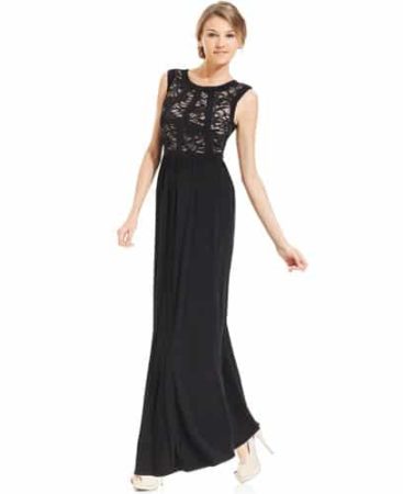Long dress with lace bodice