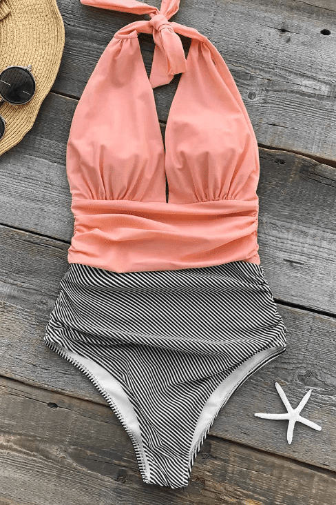 Ruched, one piece swimsuit