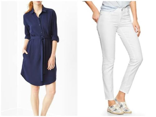 Collage of two outfits mimicking Jennifer Aniston's style
