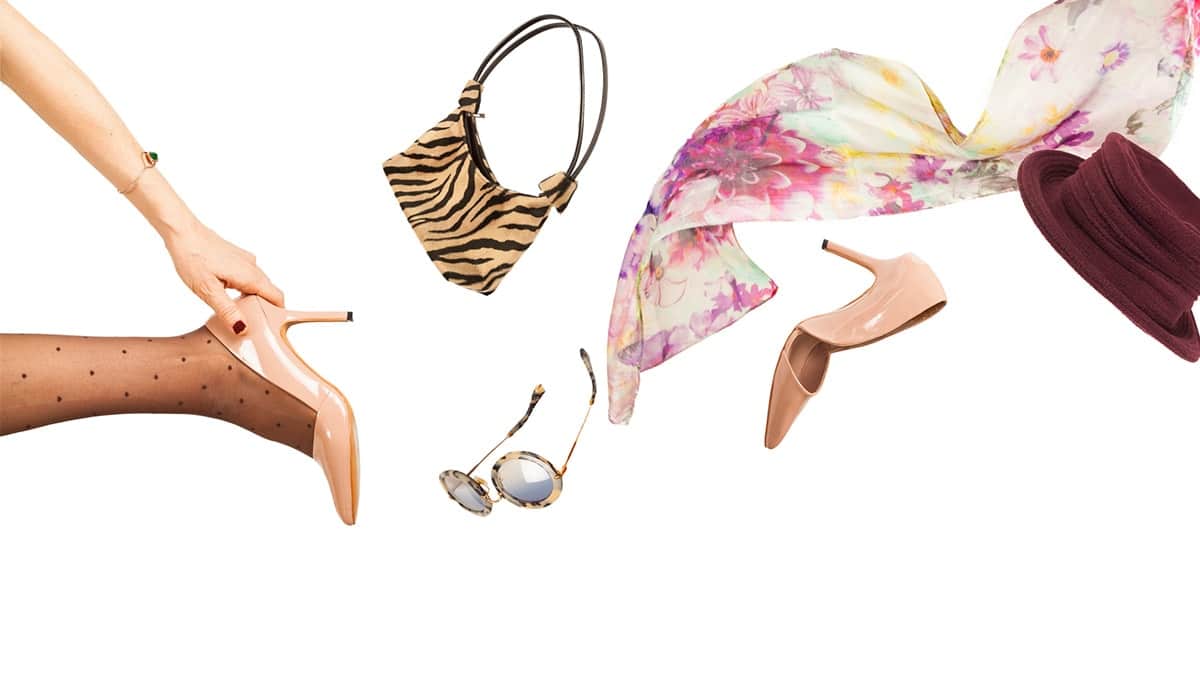 Fashion update - woman throwing flashy accessories