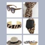 A collage of 6 animal print accessories.