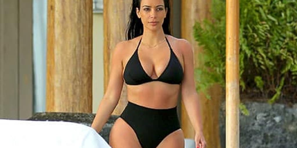 Kim Kardashian wearing bikini