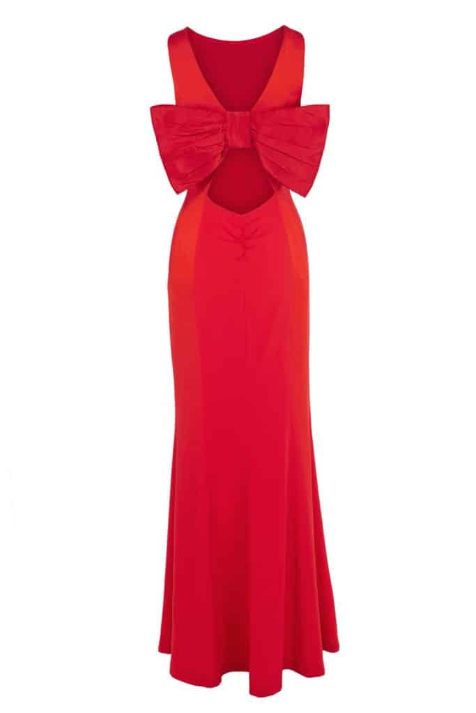 Red dress with bow tie at back