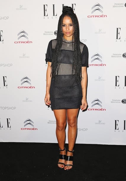 Zoe Kravitz wearing mesh dress