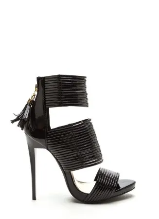 Black strappy heeled shoe