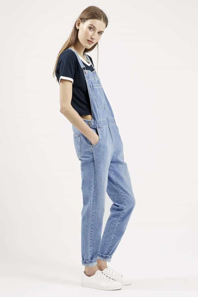 Slim Leg Denim Dungarees, $90, Topshop