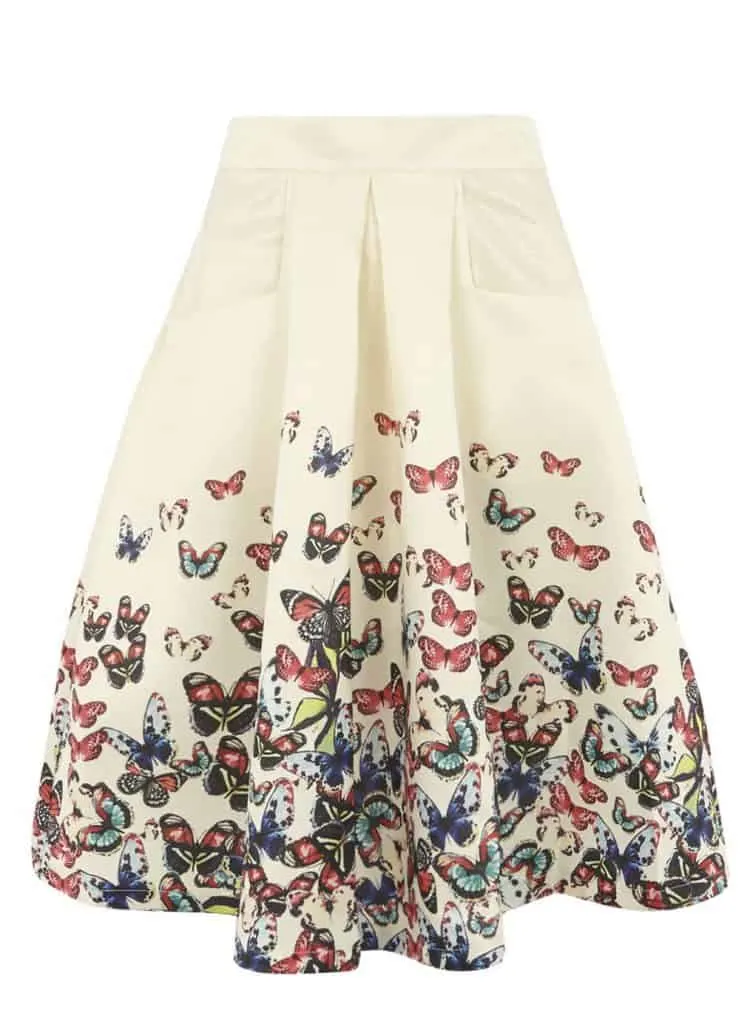 Jolie Moi Beige Butterfly Print Skirt, $39, Dorothy Perkins