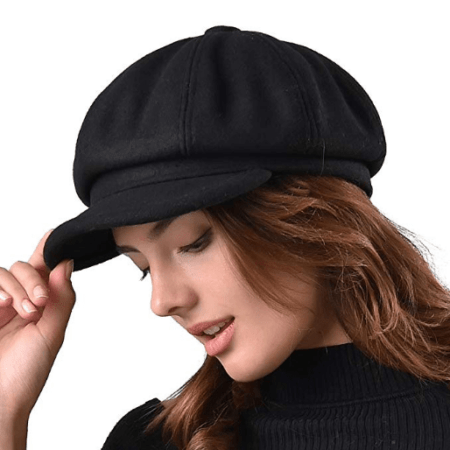 Black newsboy hat