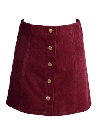 Burgundy button front skirt